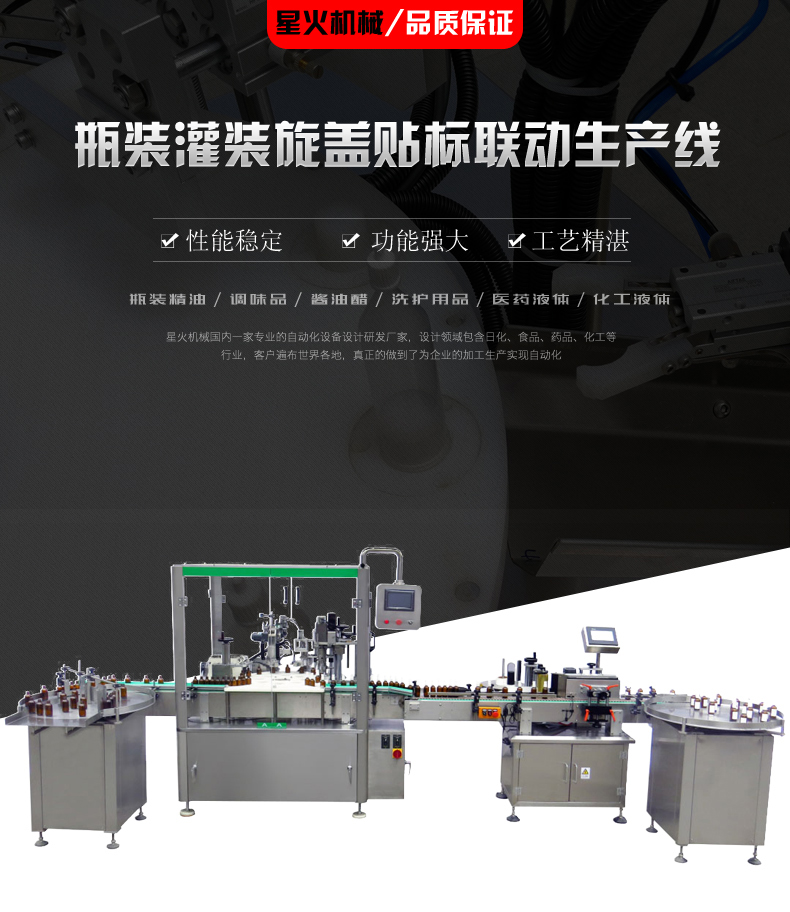 瓶装灌装旋盖贴标联动生产线(图1)